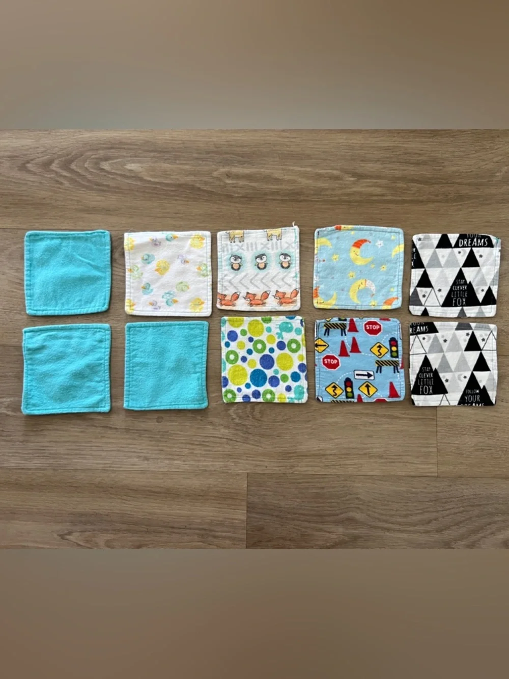 Reusable Cotton Flannel Baby Cloth Wipes Assorted Set of 10